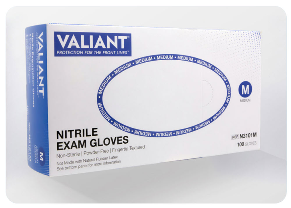 Valiant N3101 Blue Nitrile Exam Gloves